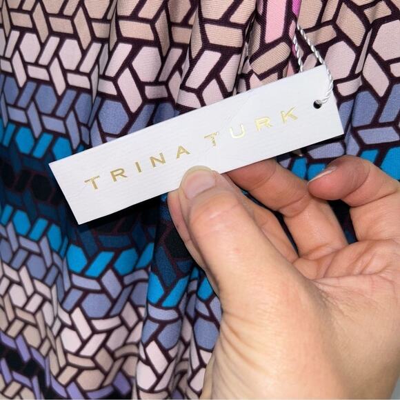 NWT Trina Turk Multicolor Geometric Print Dress Mini Casual Size 10 - Picture 7 of 8